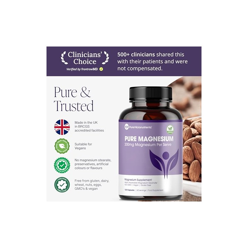 PM Magnesium Glycinate – 200mg Elemental Magnesium per Serving, 120