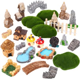 25 Pcs Fairy Garden Kit Miniatures Accessories Resin Landscape Ornaments Miniature House for DIY Craft Garden Succulent Christmas Dollhouse Succulent Decor
