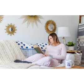 Hey You, Love Women's Ultra Soft Long Sleeve 3 Piece Cat Themed Cattitude Pajama Set with Pockets (US, Alpha, Large, Regular, Regular, Check Meowt Grey)