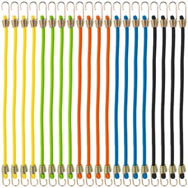Framendino, 20 Pack Mini Bungee Cords with Hooks 10 inch Short Rubber Elastic Cord Small Adjustable Bungees for Outdoor Tent Tarp Luggage Roof Rack Hang