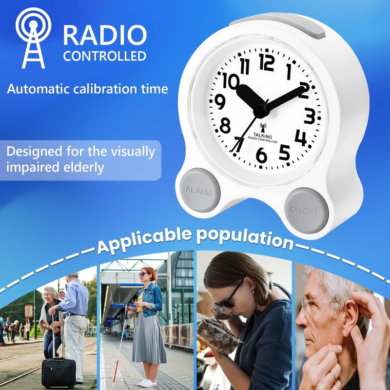 RUNCAR Atomic Talking Clock 5 Sets of Separate Alarms English