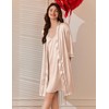 Ekouaer Women's Silk Robe Set V Neck 2 Piece Satin