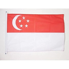 Singapore NAUTICAL Flag 18'' x 12'' - Singaporean flags 30 x 45 cm - Banner 12x18 in for boat - AZ FLAG