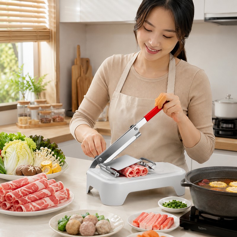 Manual Meat Slicer for Home Kitchen Prep – Adjustable Stainless