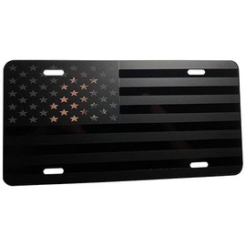 American Flag Heavy Duty Aluminum License Plate Matte Blk Stars Ed