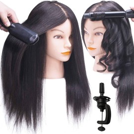 SOPHIRE 20-22 inches 100% Real Human Hair Mannequin Head, Hairdressers' Practice Training Head and Cosmotology Doll Head with hair for Hairstyling and Braid - Natural Black