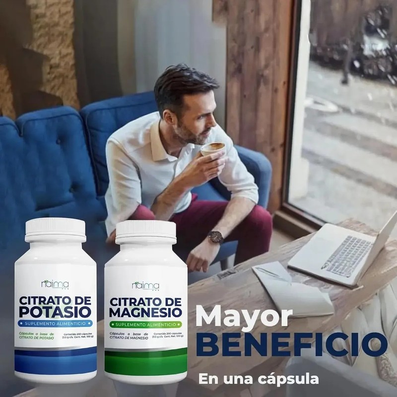 Citrato Magnesio Potasio Naima Kit 2 Frascos 200 Caps