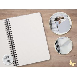 SIGEL JN614 Jolie Spiral notebook, Heavenly Leaves, dotted (dot grid), 100 gsm, 16,2 x 21,5 cm, hardcover, 120 pages, light Blue, White, gold