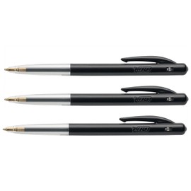 BIC M10 Clic Retractable Ballpoint Pen Medium Tip 1mm Black (Pack of 3)