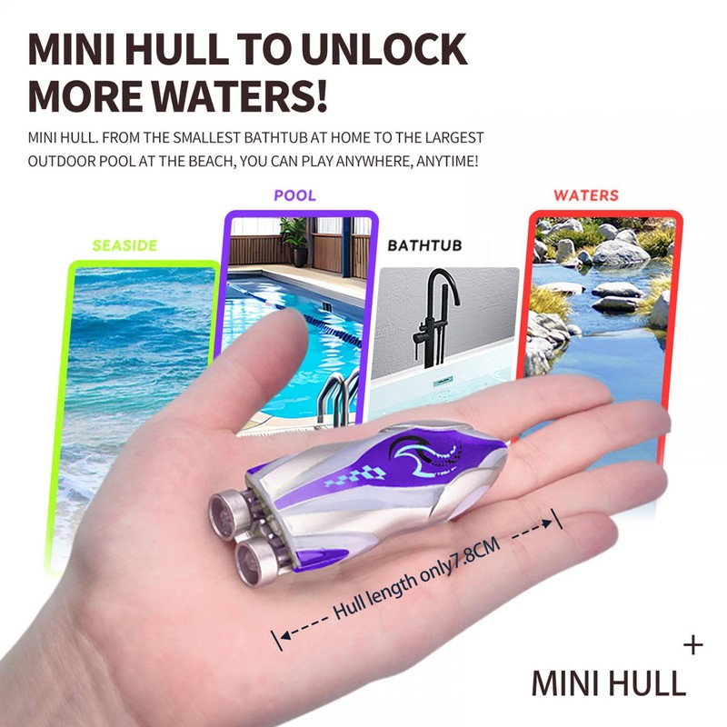 Miniature RC Boat With Bright Light Remote Control Stunt Boat