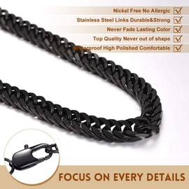 Bandmax Men's Heavy Curb Necklace Stainless Steel / 18 Carat Gold-Plated Solid Link Chain Miami Cuban Chain Hip Hop Fashion Jewellery – 5 mm/7 mm/10 mm/13.5 mm Wide 46 cm to 76 cm – Gold/Black/Silver,