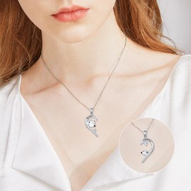 HOOHWE Mother Daughter Necklace Sterling Silver Mothers Day Gifts From Daughter Necklace Heart Matching Pendant Set