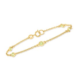 Ross-Simons 0.60 ct. t.w. Bezel-Set Peridot Station Bracelet in 18kt Gold Over Sterling. 8 inches