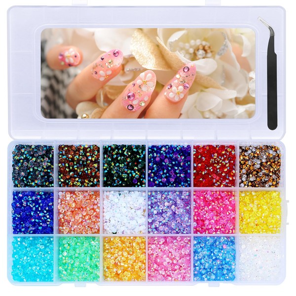 NVGFTG 18000 Pieces Rhinestones Set 3 mm Rhinestones 18 Colours