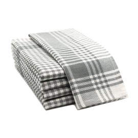 ZOLLNER Set of 5 Tea Towels, 50 x 70 cm, 100% Cotton, 180 g/m², Grey Checked