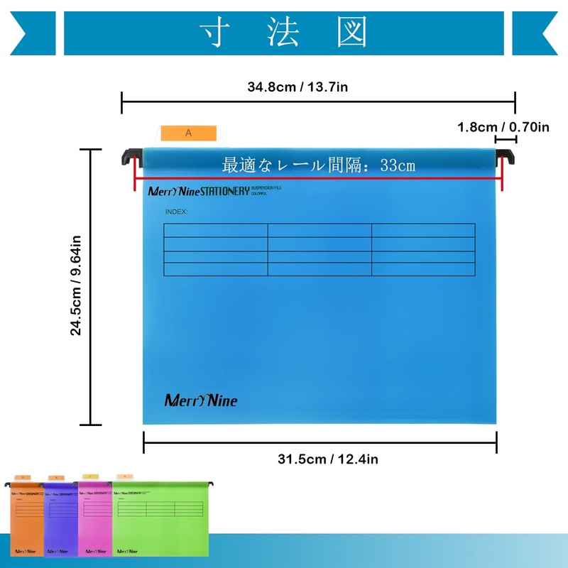MerryNineA4 Suspension File, 15 PCS Polypropylene Filing Cabinet Suspension File