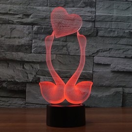 MOLLY HIESON 3D Swan Love Night Light Table Desk Optical Illusion Lamps 7 Color Changing Lights LED Table Lamp Xmas Home Love Birthday Children Kids Decor Toy Gift