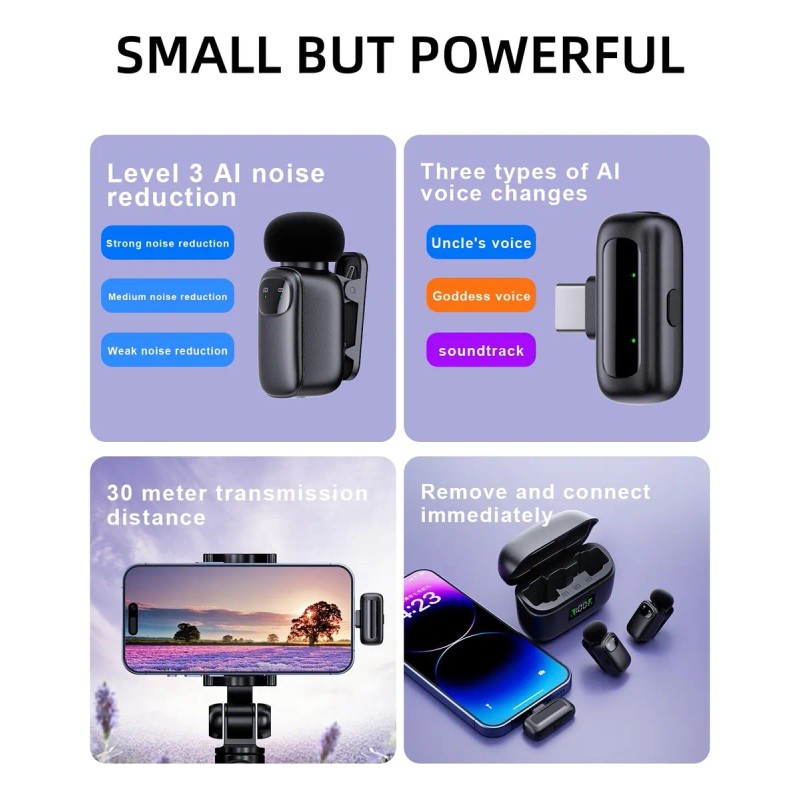 Micrófono Inalámbrico Lavalier Cancelación De Ruido Mini 6