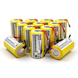 YUTSUJO (12-Pack) Sub C 1.2V 2000mAh Ni-CD Rechargeable Batteries with Tabs for Power Tools, Cordless Drills, Emergency Lights, and High-Drain Devices