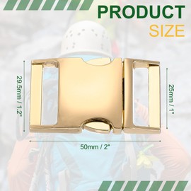 PATIKIL Metal Buckle, 4 Pack Quick Side Release Clips for Luggage Belt Strap Backpack Webbing(1.2" x 2", Gold)