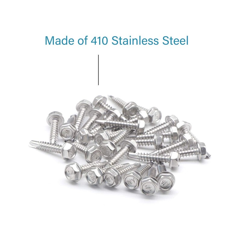 IMScrews 25pcs #10 x 1" Stainless Hex Washer Head Self