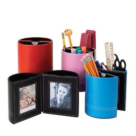 Goodhope Leather Pen Holder with Picture Frame Red