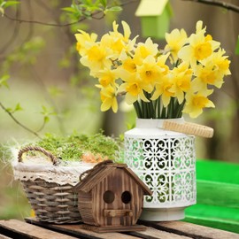 Relaxdays Decorative Bird House, Burnt Wood, Hanging Bird House for Outdoors, HBD: 28.5 x 19 x 10.5 cm, Natural