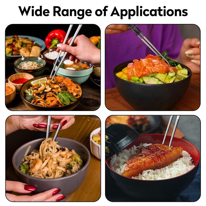 HRLORK Metal Chopsticks 2 Pairs Stainless Steel Chopsticks Reusable Use