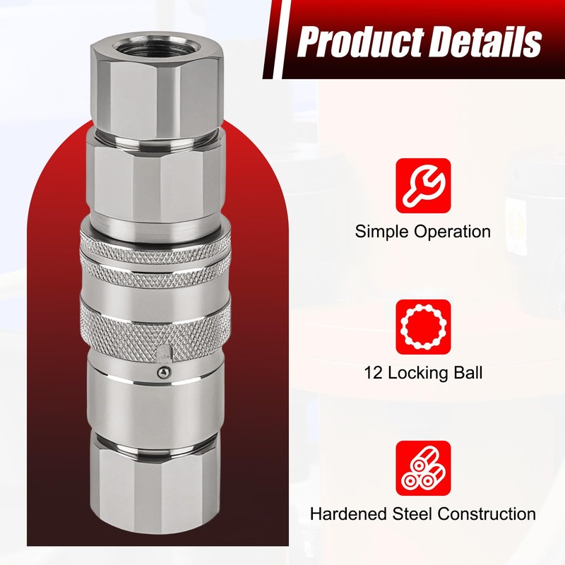 1/2’’ NPT Flat Face Hydraulic Quick Couplers, Skid Steer Hydraulic