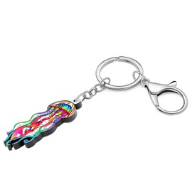 BAMAY Cute Sea Jellyfish Keychain Acrylic Ocean Animals Keyring Summer Charms Gifts for Women Girls Bag Car Key Decorations (Red)