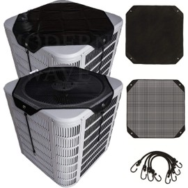 MODERN WAVE - 2 (Two) Central Air Conditioner Covers for Outside Units 28 x 28 inch - 1 (One) Top Universal Mesh Cover and 1 (One) Winter Waterproof Outdoor AC Defender Cover (28" x 28")