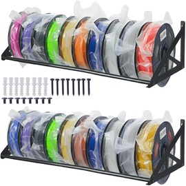 EROTASH 2 Pack 3D Printer Filament Storage Rack, Filament Rack Wall Mount, 3D Filament Storage Shelf, Filament Spool Holder for 3D Printer Rolls, Heavy Duty Metal Organizer for 3D Printing Studio