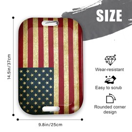 Serving Trays with Handles, 14.5 x 9.8 inch Rectangular Plastic Tray for Restaurant, Kitchen, Vintage United States of America Flag