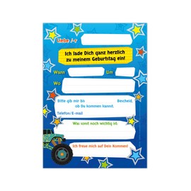 Junapack 12 Invitations for 6th Children's Birthday Sixth Birthday Boys Monster Truck Car Birthday Invitations
