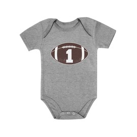 Tstars Gift for 1 Year Old Boy Football Baby Boy 1st Birthday Baby Bodysuit 12M (6-12M) Gray