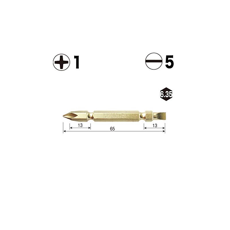 Vessel GM142565 Gold Double Sided Bit +1/-5 x 65 2