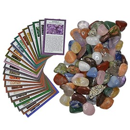 Hypnotic Gems Materials: 3 lbs Assorted Tumbled Stone Mix with Identification Cards - Medium - 1" to 1.5" Avg. - Polished Rocks for Crafts, Art, Home Decor, Metaphysical, Reiki and Much More!
