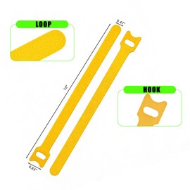 50 Pack Reusable Cable Ties 10 Inch, Multi-Color Hook and Loop Cord Ties with T-Type Eyelet, Heavy Duty Self-Fastening Wire Organizer for Home, Office, Garage and Workshop (5 Colors)