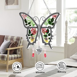 Gifts for Mum, Best Mum Gift, Birthday Gift for Mum, Mother's Day Gift for Mum, Butterfly Suncatcher Wind Chime Garden Mother Gift Christmas