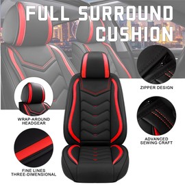 Car Seat Covers for Ford Mustang 2000-2025, Stylish Sport Seat Cover, Premium Nappa Leather Car Seat Cover. Automobile Seat Covers Sets.(Standard 2 Seats/Black Red)