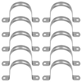 Namvo 10PCS Pipe Straps M50 304 Stainless Steel U Pipe Clamps Connecting Ring Hose Clamp Card Two Hole Tube Strap Tension Clips U-Tube Clamp Sturdy and Durable Pipe Clips