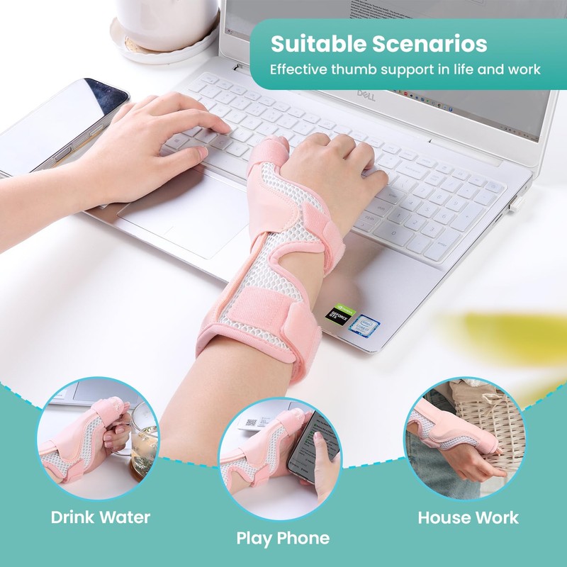 DrFinger De Quervain'S Tenosynovitis Thumb Brace Splint (Pink-Regular)