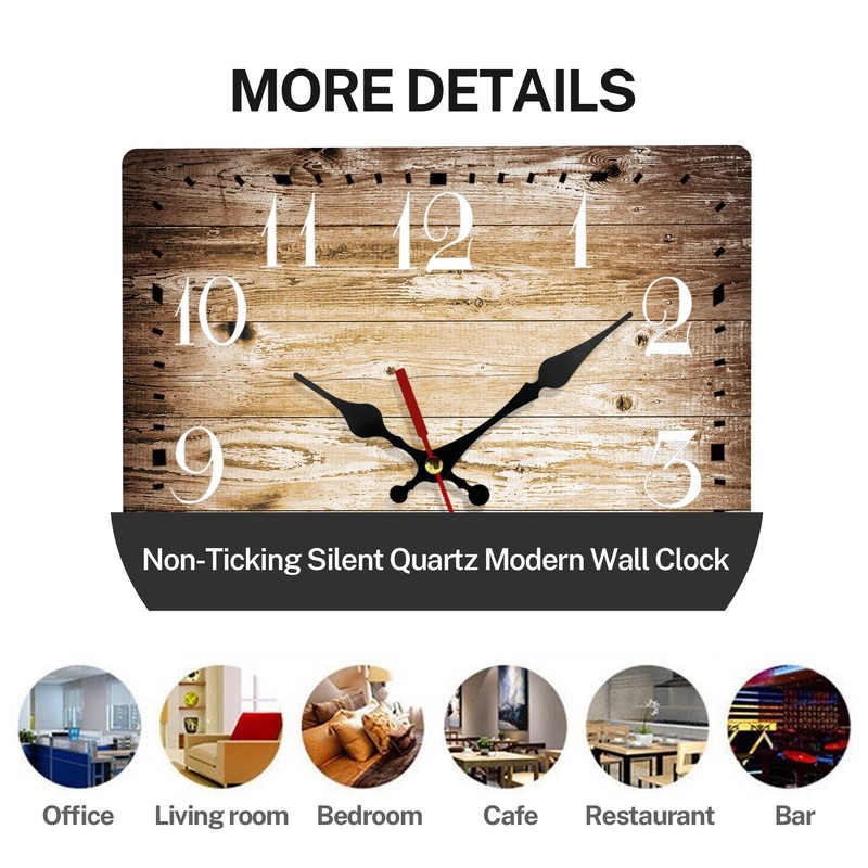 ArtSocket Wooden Wall Clock Silent Non-Ticking, Brown Grain Cracked Ancient