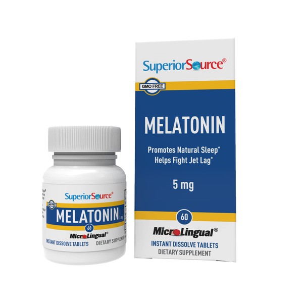 Superior Source Melatonin 5 mg, Under The Tongue Quick Dissolve Sublingual Tablets, 60 Ct, with Chamomile, Natural Sleep Support, Sublingual Melatonin, for Adults, Non-GMO