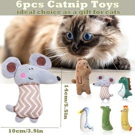 6 Pcs Catnip Toys for Cats, with Various Cute Animal Styles, Soft Plush Cat Toys, Plush Cat Toys for Indoor Cats, Cat Nip Toys for Cat Playing Chewing Teeth Cleaning(CatToys)
