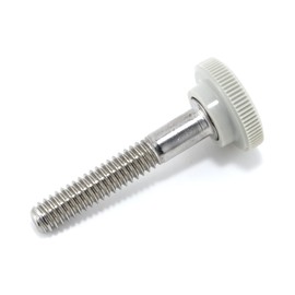 1/4"-20 x 1-1/2" Thumb Screw Stainless Steel - Gray Knurled Round Plastic Knob - Standard/Coarse Thread Thumbscrew - Length: 1.500" - Proudly Built in USA - Package of (4)