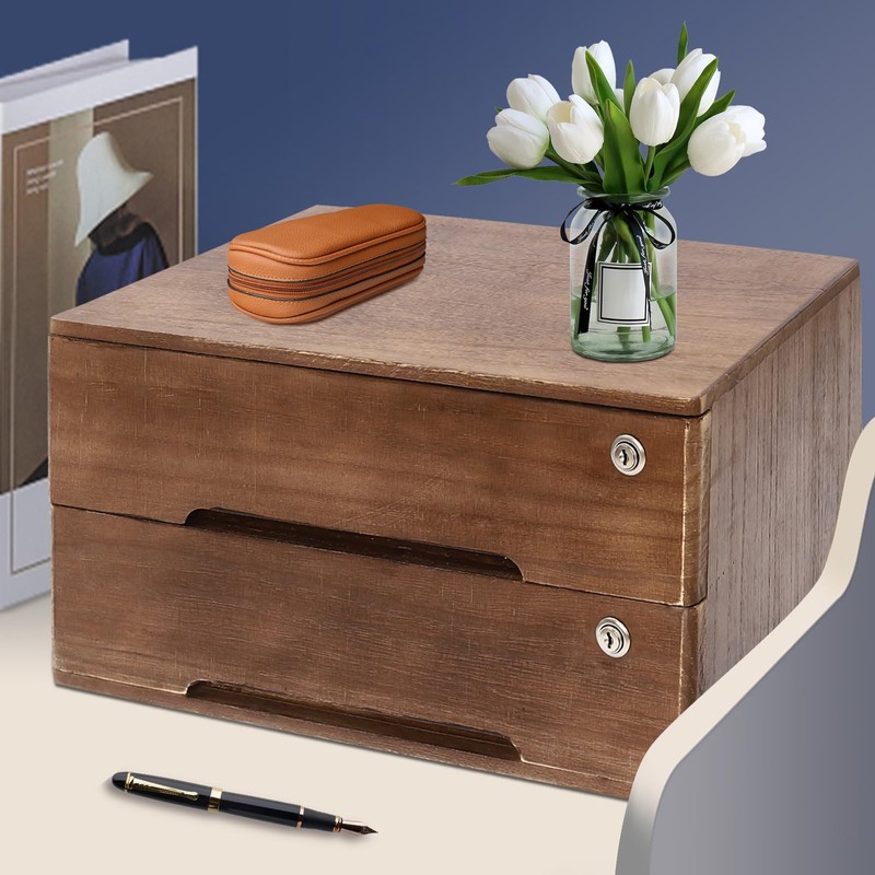BRICZUNA 15.75 * 11 * 8.66in Desktop Storage Cabinet with