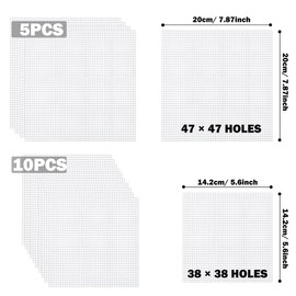 Allazone 53 PCS Clear Plastic Mesh Canvas Sheets for Embroidery, Square Mesh Plastic Canvas Sheets, Plastic Mesh Sheets for Embroidery Crafting, Knit and Crochet Projects