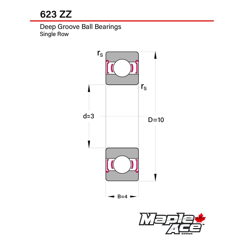 MAPLE ACE 623-ZZ Ball Bearing 3x10x4mm 623 ZZ Metal Shielded