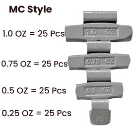 C-HORSE Clip on Wheel Weights | MC Style for Aluminum Wheels Rims Balancers Hammer - 0.25oz, 0.5oz, 0.75oz, 1.0oz 25 pcs Each | Professional Quality for Car, Vehicle, Automobile Accessories (MC Style)